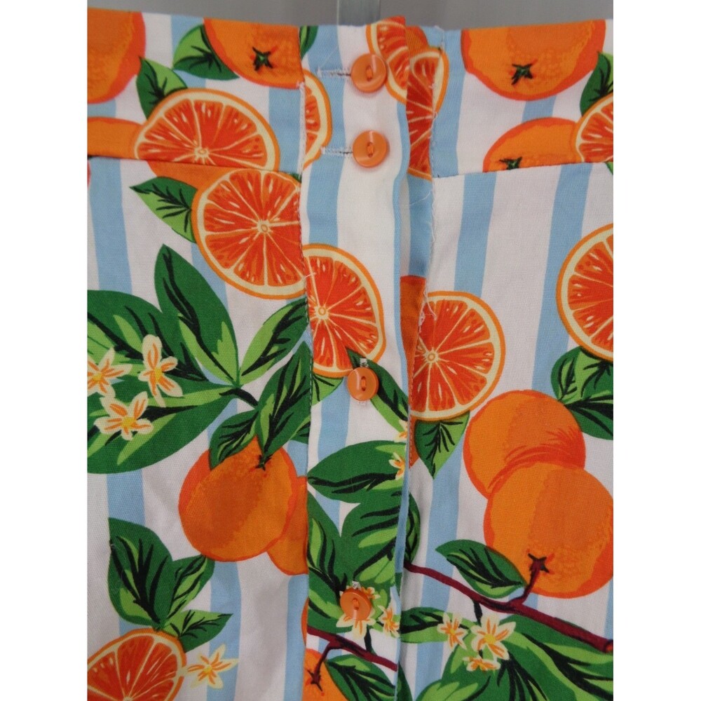 ModCloth Collectif Orange Print Stripe Midi Skirt Sz Large (10) Rockabilly Retro - Picture 3 of 6